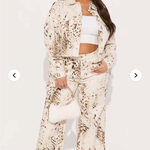 Non Stretch Printed Wide Leg Jacket & Jean - White/combo - Picture 2 of 2